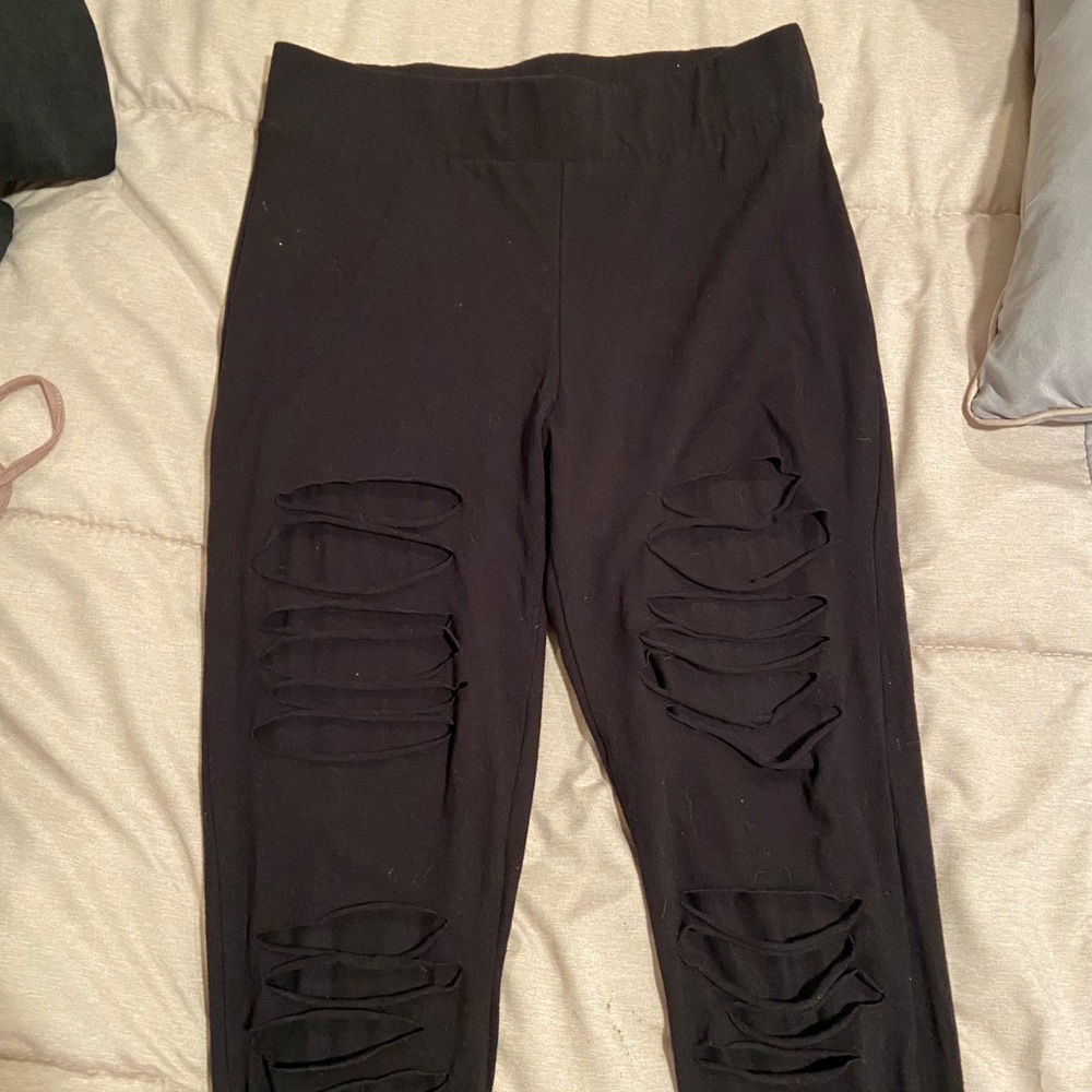 Black cut leggings
